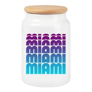 Miami Gradient Grid - Keksdose mit Holzdeckel - Weiß - Vorne