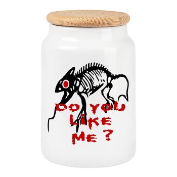 do you like me, gecko - Cookie Jar with Wooden Lid - white - Front