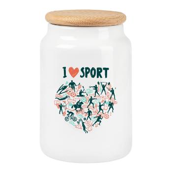 Sport - Keksdose mit Holzdeckel - Weiß - Vorne