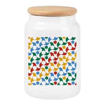 Tuiles andalouses 12 (Alhambra, Grenade) - Boîte à biscuits avec couvercle en bois - blanc - Devant