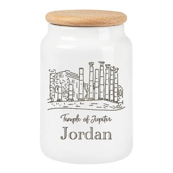 Jordanie, Jerash, Temple de Jupiter - Boîte à biscuits avec couvercle en bois - blanc - Devant