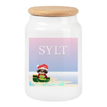 Weihnachten auf SYLT - FAULTIER SCHLITTEN - MEER - Keksdose mit Holzdeckel - Weiß - Vorne