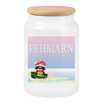 Weihnachten auf Fehmarn - FAULTIERE - OSTSEE - Keksdose mit Holzdeckel - Weiß - Vorne