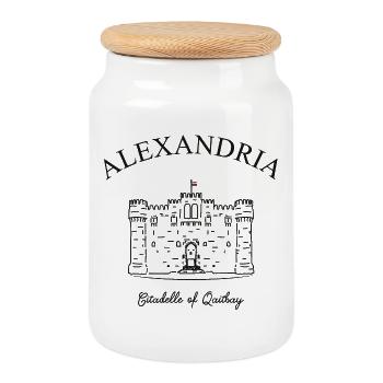 Égypte, Citadelle de Qaitbay à Alexandrie - Boîte à biscuits avec couvercle en bois - blanc - Devant