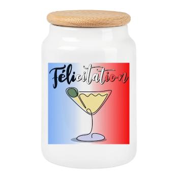 Aperitif - Herzlichen Glückwunsch - France Cocktail - Keksdose mit Holzdeckel - Weiß - Vorne