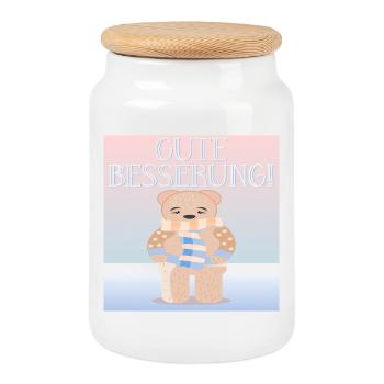 Gute Besserung - KINDER FIEBER - Keksdose mit Holzdeckel - Weiß - Vorne