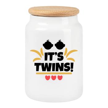 Déclaration de grossesse de la famille cardiaque - Boîte à biscuits avec couvercle en bois - blanc - Devant