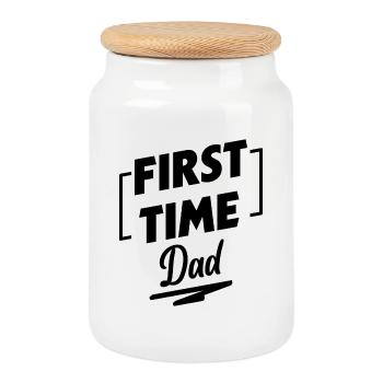 Parents Papa Femme enceinte Déclaration de bonheur familial - Boîte à biscuits avec couvercle en bois - blanc - Devant