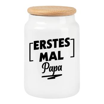 Papa Parents Grossesse Complète Enceinte - Boîte à biscuits avec couvercle en bois - blanc - Devant