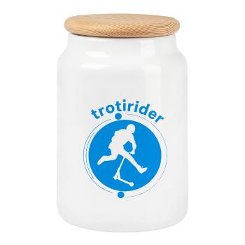 Trotirider - Cookie Jar with Wooden Lid - white - Front