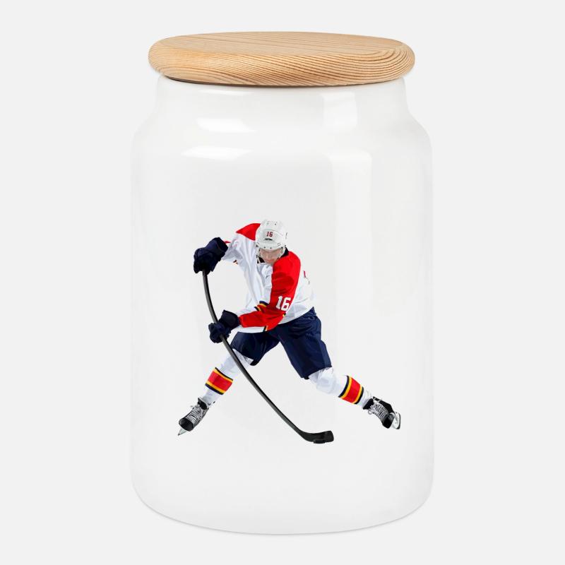 Eishockey - Keksdose mit Holzdeckel - Weiß