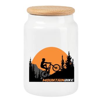 Mountainbike - Keksdose mit Holzdeckel - Weiß - Vorne