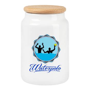 Water polo - Cookie Jar with Wooden Lid - white - Front