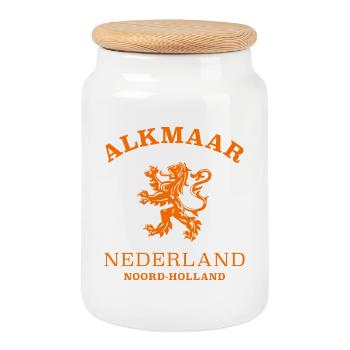 ALKMAAR Nederland Niederlande Netherlands - Keksdose mit Holzdeckel - Weiß - Vorne