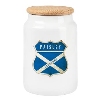 Paisley Schottland Wappen Flaggen Design - Keksdose mit Holzdeckel - Weiß - Vorne