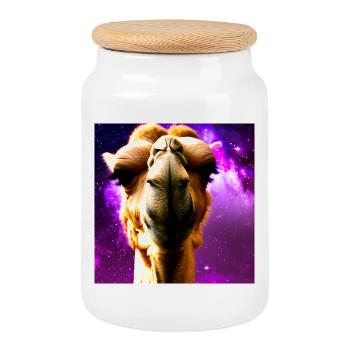 Dromedary Head - Camel - Cookie Jar with Wooden Lid - white - Front