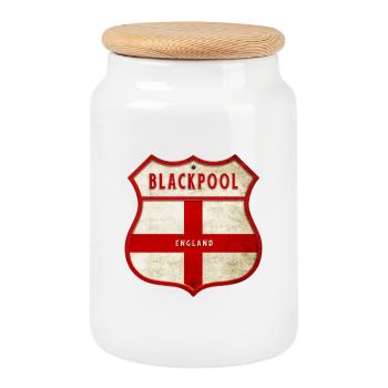 Blason de Blackpool, Angleterre - Boîte à biscuits avec couvercle en bois - blanc - Devant