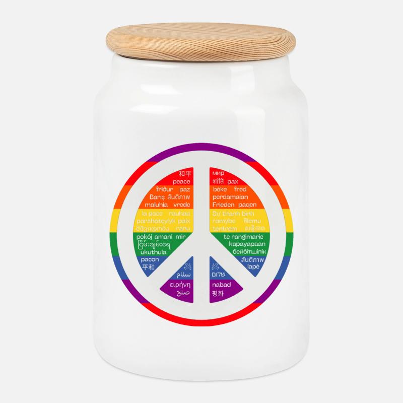 Regenbogenzeichen des Friedens. - Keksdose mit Holzdeckel - Weiß
