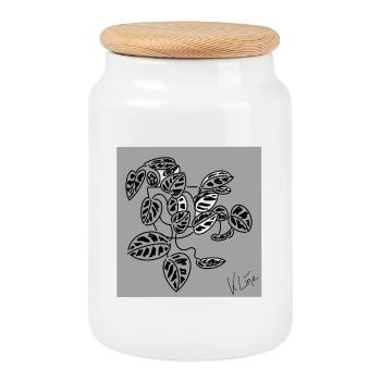 Houseplant Poster - Cookie Jar with Wooden Lid - white - Front