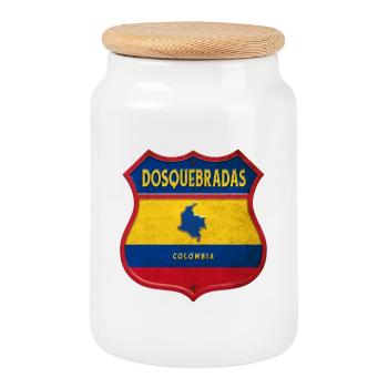 Dosquebradas Kolumbien Wappen Design - Keksdose mit Holzdeckel - Weiß - Vorne