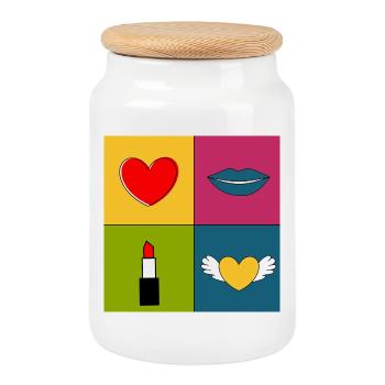 Cadeau pour la fête des mères : Idée de cadeau pour la fête des mères - Boîte à biscuits avec couvercle en bois - blanc - Devant