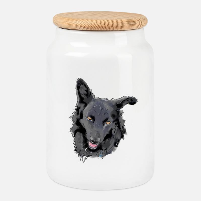 Mudi - Cookie Jar with Wooden Lid - white