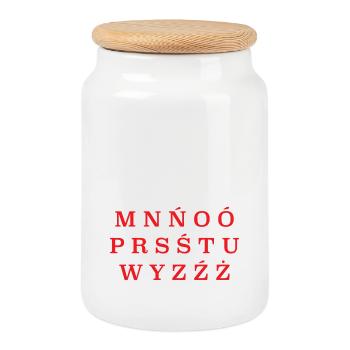 Polen Polska Polnisch Alphabet Flagge - Keksdose mit Holzdeckel - Weiß - Vorne
