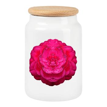 kamelie wasserpixel vorne, japanische blumen - Keksdose mit Holzdeckel - Weiß - Vorne