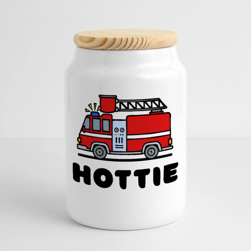 Fire brigade fire engine fire protection slogan Cookie Jar with Wooden Lid