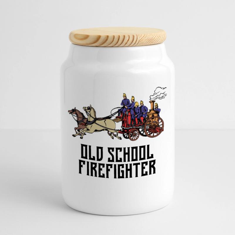 Professional Fire Brigade Firefighter Fire Brigade Statement Cookie Jar with Wooden Lid