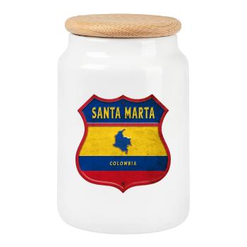 Santa Marta Kolumbien Wappen Design - Keksdose mit Holzdeckel - Weiß - Vorne