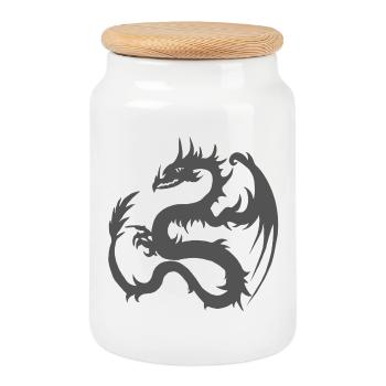 tolle drachenshirts, Chinesische drachensilhouette - Keksdose mit Holzdeckel - Weiß - Vorne
