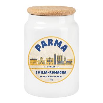 Parma Skyline Emilia Romagna Sticker - Cookie Jar with Wooden Lid - white - Front