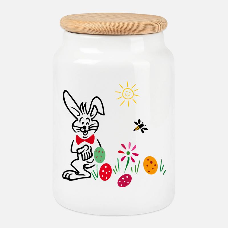 Osterhase Osterfest - Keksdose mit Holzdeckel - Weiß