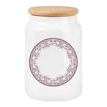 Nostalgia cake tip label in dusky pink - Cookie Jar with Wooden Lid - white - Front