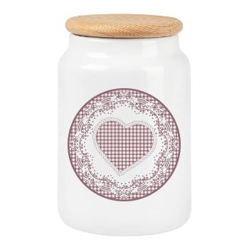 Nostalgia cake tip label in dusky pink with heart - Cookie Jar with Wooden Lid - white - Front
