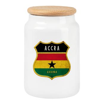 Design du drapeau d'Accra - Boîte à biscuits avec couvercle en bois - blanc - Devant