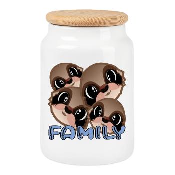 FAMILLE D’OURS PARESSEUX - ANIMAL MIGNON - Boîte à biscuits avec couvercle en bois - blanc - Devant