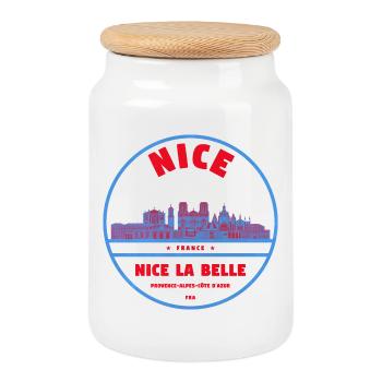 Nice La Belle Stadtsilhouette - Keksdose mit Holzdeckel - Weiß - Vorne
