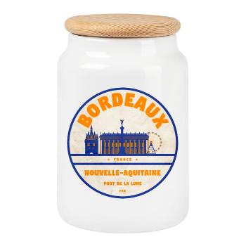 Bordeaux Port de la Lune Retro - Cookie Jar with Wooden Lid - white - Front