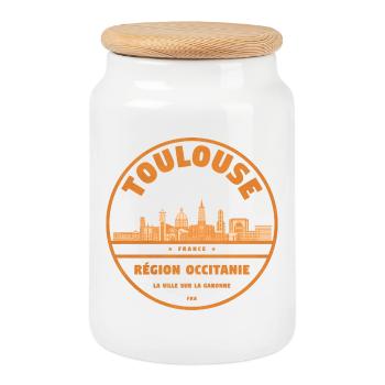 Toulouse Skyline Occitanie - Boîte à biscuits avec couvercle en bois - blanc - Devant