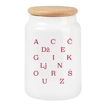 CROATIA CROATIA Croatian Alphabet Flag - Cookie Jar with Wooden Lid - white - Front