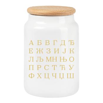 SERBIA Serbian alphabet Serbian Cyrillic - Cookie Jar with Wooden Lid - white - Front