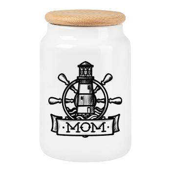Seafarers' MOM (pour les gens de mer) - Boîte à biscuits avec couvercle en bois - blanc - Devant