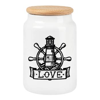 Seefahrer-Liebe (für Seefahrer*innen) - Keksdose mit Holzdeckel - Weiß - Vorne