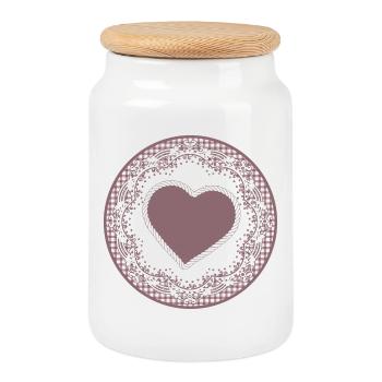 Nostalgia cake tip label in dusky pink with heart - Cookie Jar with Wooden Lid - white - Front
