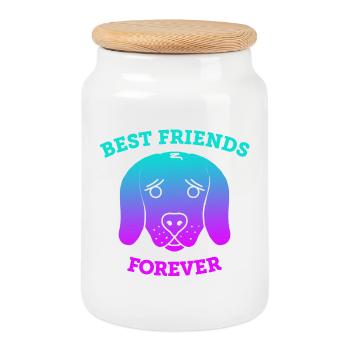 Dogs - Best Friends Forever (history) - Cookie Jar with Wooden Lid - white - Front