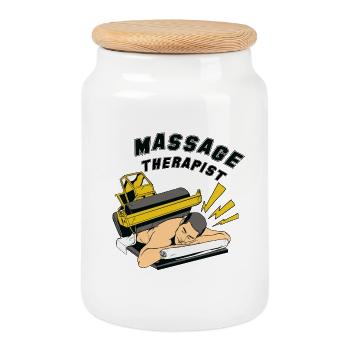 massage therapist - Cookie Jar with Wooden Lid - white - Front