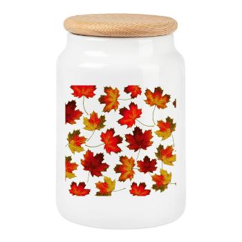 beliebte blättermuster, Herbstliches motiv blätter - Keksdose mit Holzdeckel - Weiß - Vorne