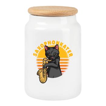 Gueule de bois du saxophone - Boîte à biscuits avec couvercle en bois - blanc - Devant
